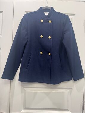Classic Navy Double-Breasted Peacoat with Gold Buttons